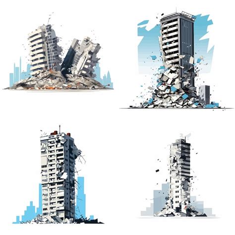 Rascacielos Destruido Edificio Demolido Vector Ilustraci N Aislada