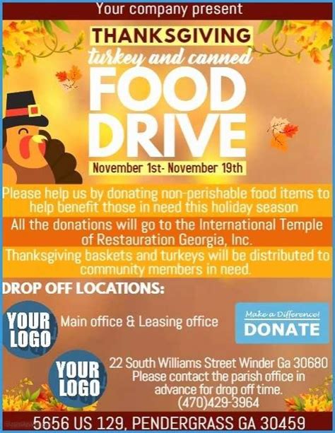 Thanksgiving Food Drive Flyer Template Free