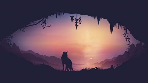 Download Majestic Wolf Bathed In Sunset Glow Wallpaper