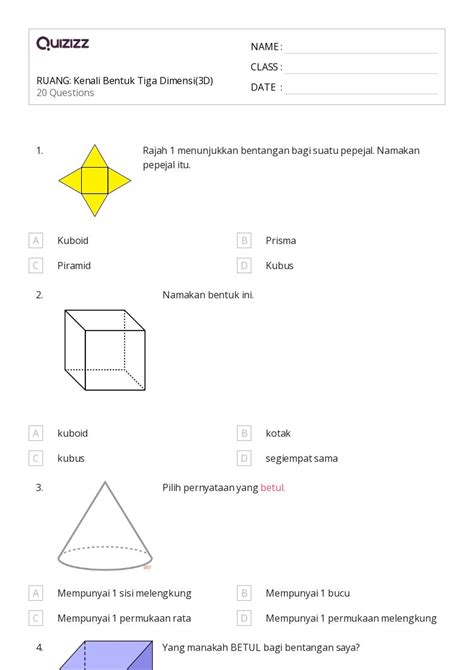 50 Lembar Kerja Bentuk 3d Untuk Kelas 8 Di Quizizz Gratis And Dapat Dicetak