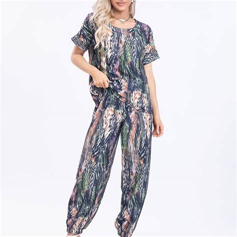 Floral Print Elastic Waist Pants Casual Wide Leg Cropped Temu Australia