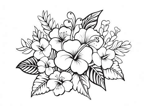 Exotic Hawaiian Flower Coloring Coloring Page