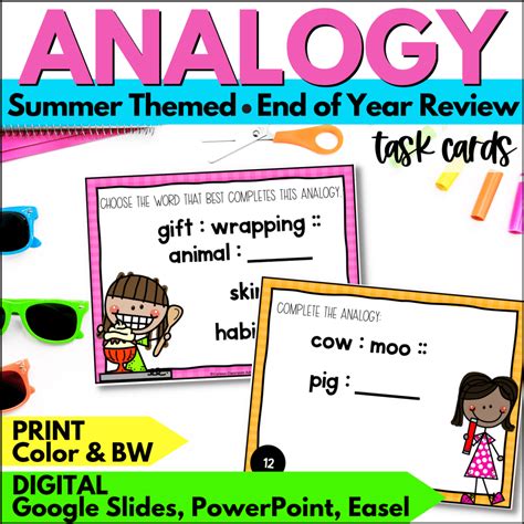 End Of Year Analogy Task Cards Curious Classroom Adventures