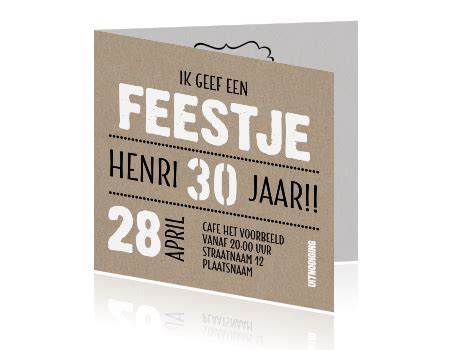 Uitnodiging Feest Typografie Kraft Papier