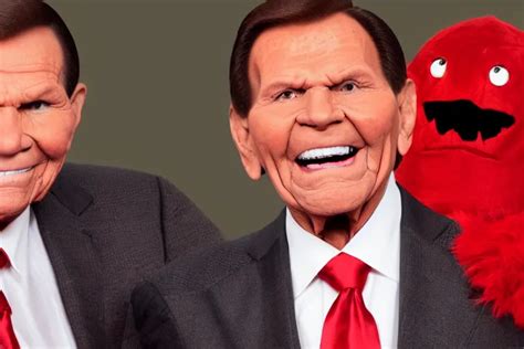 Kenneth Copeland As A Massive Red Satin Monster Stable Diffusion