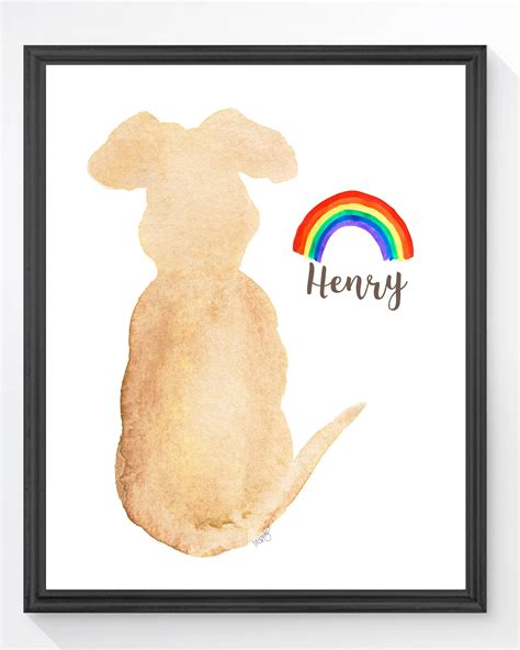 Dog Remembrance Gift, Personalized Rainbow Bridge Print in 5x7 or 8x10