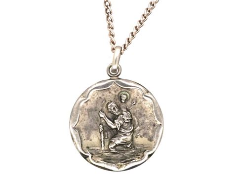 Silver St Christopher Pendant On Silver Chain L The Antique