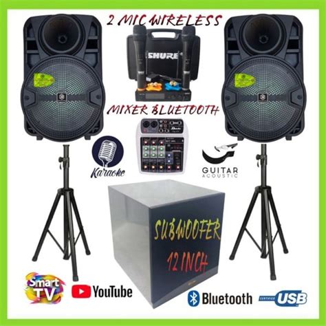 Jual Karaoke Mixer Mic Wireless Speaker R Aktif Inch Subwoofer