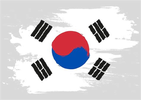 Bandeira Da Coreia Do Sul Pintada Pincel De Efeito Grunge E