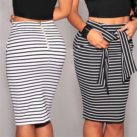 Buy Womens Fashion Bandage Slim Solid Striped Skirt Sexy High Waist