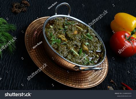 Palak Gosht Spinach Mutton Curry Pakistani Stock Photo