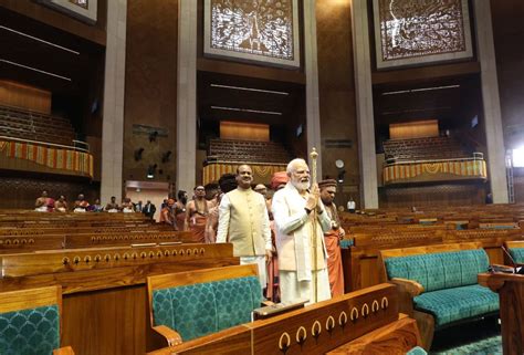 Modi Inaugurates New Parliament Installs Sacred Sengol In Lok Sabha India News