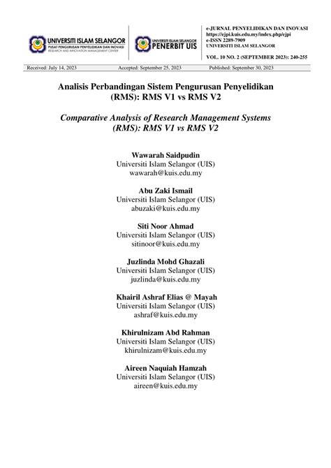 (PDF) Analisis Perbandingan Sistem Pengurusan Penyelidikan (RMS): RMS ...