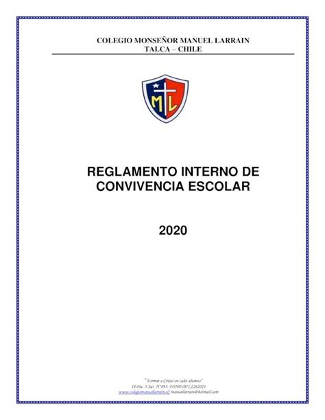 Pdf Manual De Convivencia Escolar Cm Manuel Larrain · Existencia De Un Reglamento Interno