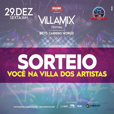 Promo O Sorteio De Ingressos Para O Villamix Beto Carrero