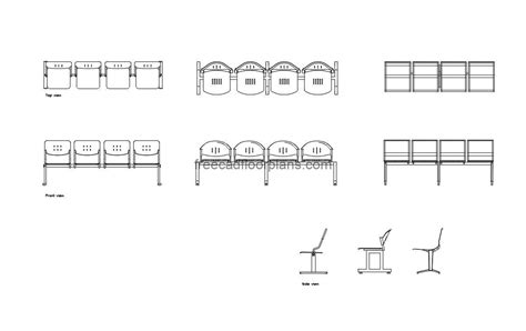 Gang Waiting Chairs Free Cad Drawings