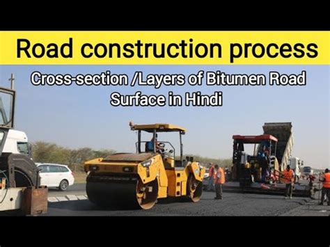 Road Construction Process Cross Section Layers Of Bitumen Road