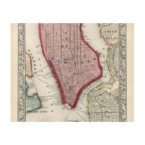 Antique Map Of New York City By Currier And Ives Circa 1877 Poster By