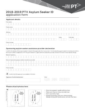 Fillable Online Ptv Asylum Seeker Id Application Form Fax