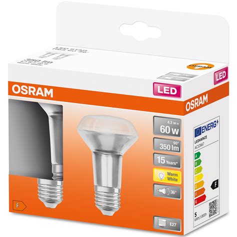 Set 2 Becuri Led Spot R63 Osram E27 4 3w 60w 350 Lm Lumina Calda