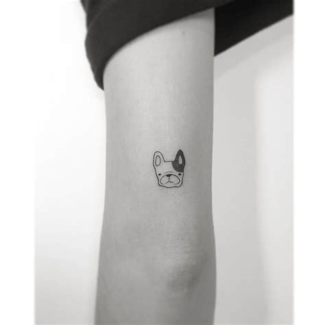 Minimalistic Style French Bulldog Portrait Tattooed On