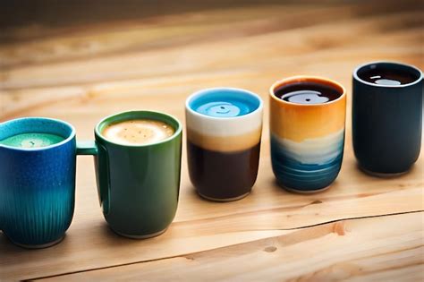 Premium AI Image | a collection of colorful mugs with different shapes and sizes.