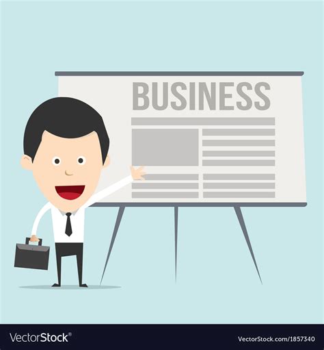 Cartoon business man with presentation Royalty Free Vector