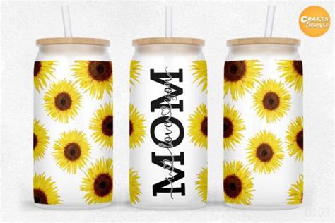 16 Oz Libbey Glass Can Sunflower Mom Graphic By CraftsFactoryCo