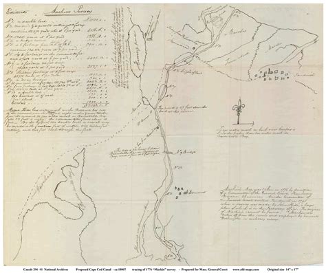 Old Maps of the Cape Cod Canal - 1776 Mackin