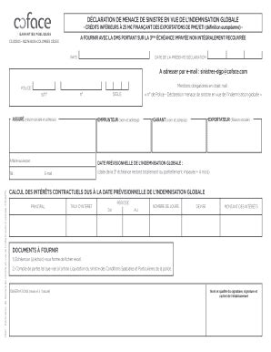 Fillable Online D Claration De Menace De Sinistre En Vue De L