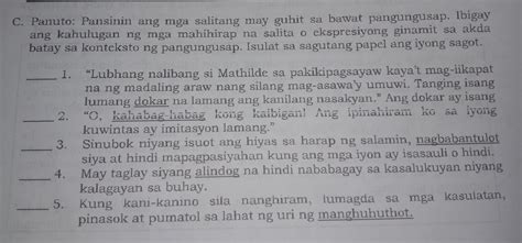 Pansinin Ang Mga Salitang May Guhit Sa Bawat Pangungusap Ibigay Ang