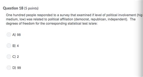 Solved Question 18 5 Points One Hundred People Responded Chegg