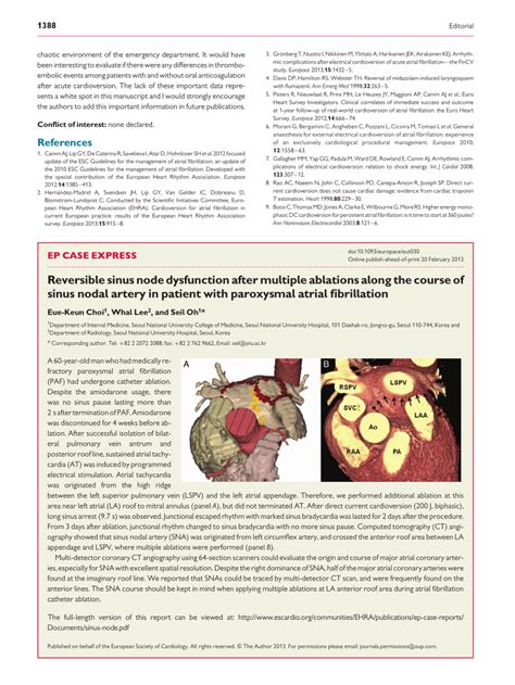 PDF Reversible Sinus Node Dysfunction After Multiple Ablations Along