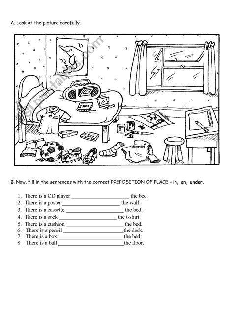Preposition Worksheets For Esl Students