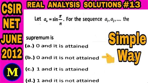 Csir Netjune 2012 Real Analysis Solution Ii Sequence Ii Superemum Of