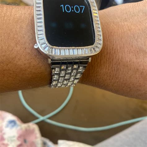 Custom Silver Apple Watch Band Swarovski Crystal Baguettes 38 40 41 42 44 45mm And Or Apple Watch