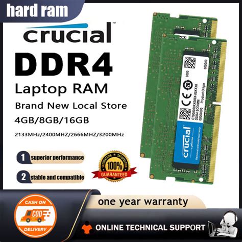 Original Crucial Ram 4gb 8gb 16gb Ddr4 2666mhz 2400 2133 3200 Mhz Laptop Memory Lazada Singapore