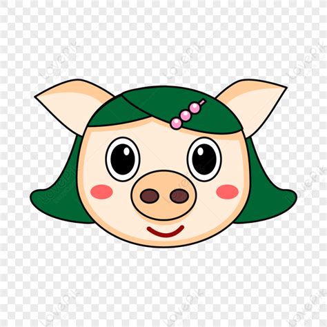 Green Haired Teenage Pig Pig Face Clip Art,big Eyes,pig Girl Free PNG ...