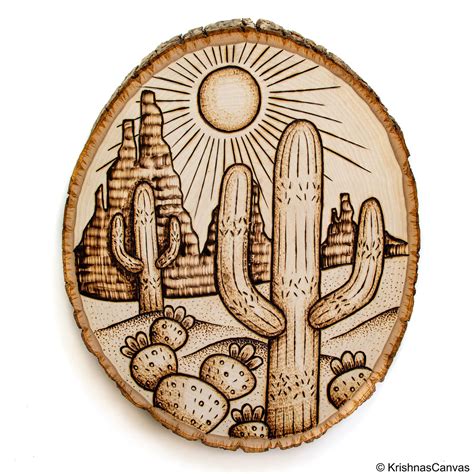 Wood Burned Desert Scene Rpyrography