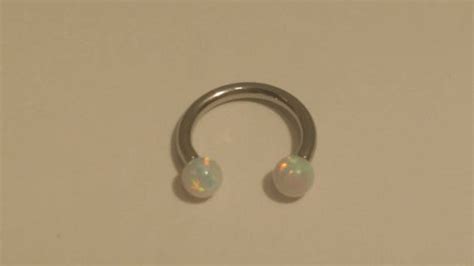 White Fire Opal 16g 8mm 5 16 Circular Barbell Septum Etsy