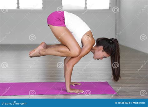 Yoga Studio Woman Doing Crow Pose Stock Photo Image Of Person Class