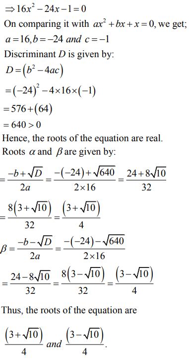 Find The Roots Of The Equations If They Exist By Applying The