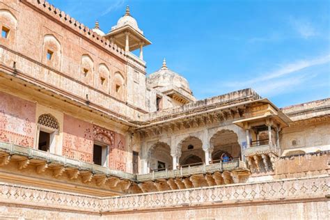 Tourists In Amber Amer Fort In Amer City Near Jaipur Rajasthan