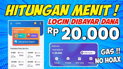 SUKSES NARIK Rp 20 000 CUMA HITUNGAN DETIK APK PENGHASIL SALDO OVO