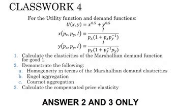 Answered For The Utility Function And Demand Bartleby