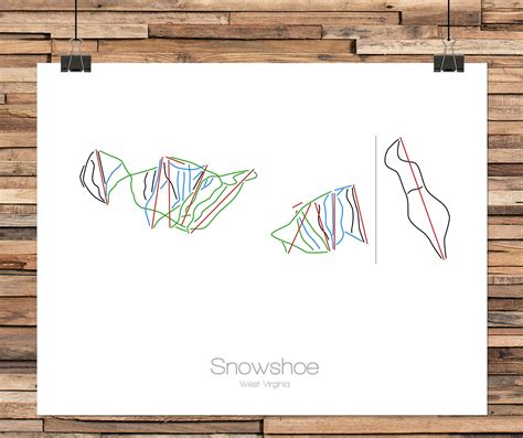 Snowshoe Ski Map Snowshoe West Virginia Modern Wall Art - Etsy