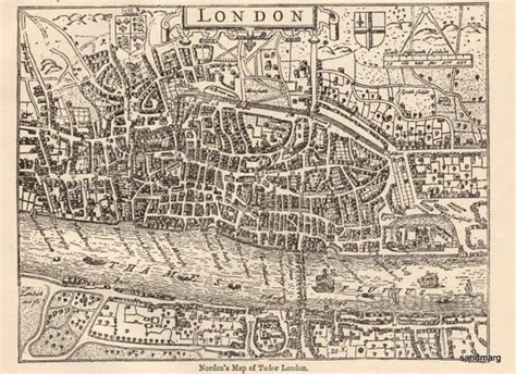 1897 Print Of John Nordens Map Of Tudor London In 1593 By Sandmarg