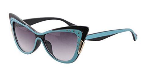 Gamt Vintage Inspired Women Rhinestone Cat Eye Sunglasses Blue Black