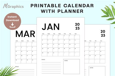 2023 Calendar Planner Printable File Graphic by AN Graphics · Creative Fabrica