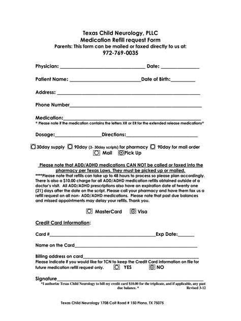 Prescription Refill Request Template Form Fill Out And Sign